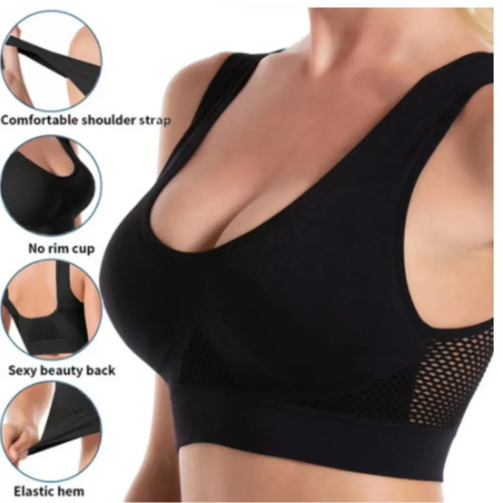 Seamless Mesh Women Bras Camisole Underwear Crop Top Sports Gym Yoga