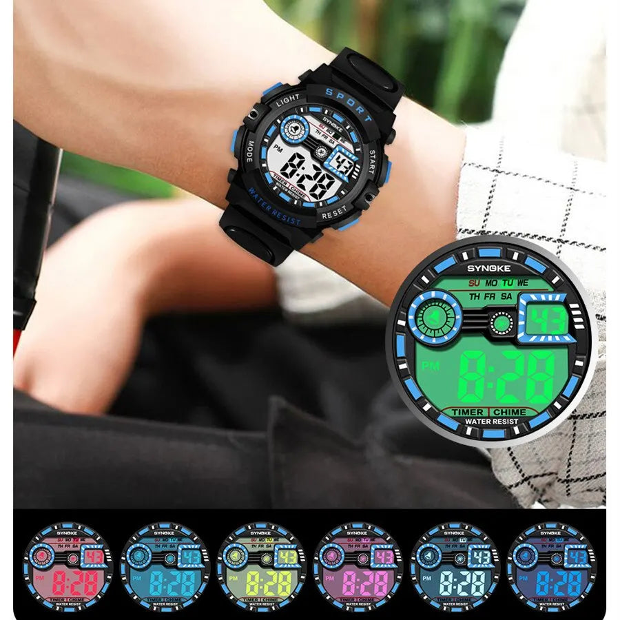 SYNOKE Men Student Digital Watch Waterproof Multifunction