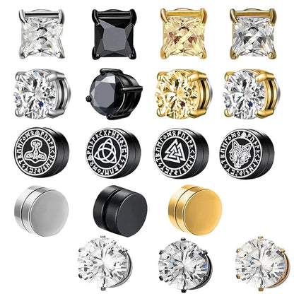 1Pairs Crystal Strong Magnetic Ear Stud Clip Earrings for Men and Women