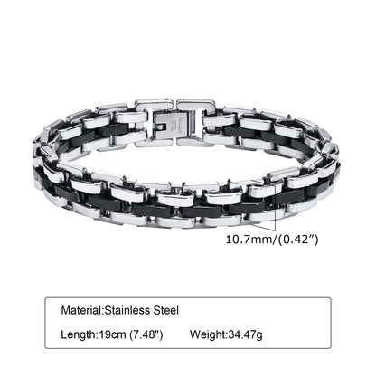 Gents Bracelet for Men Two Tone Stainless Steel Bracelets