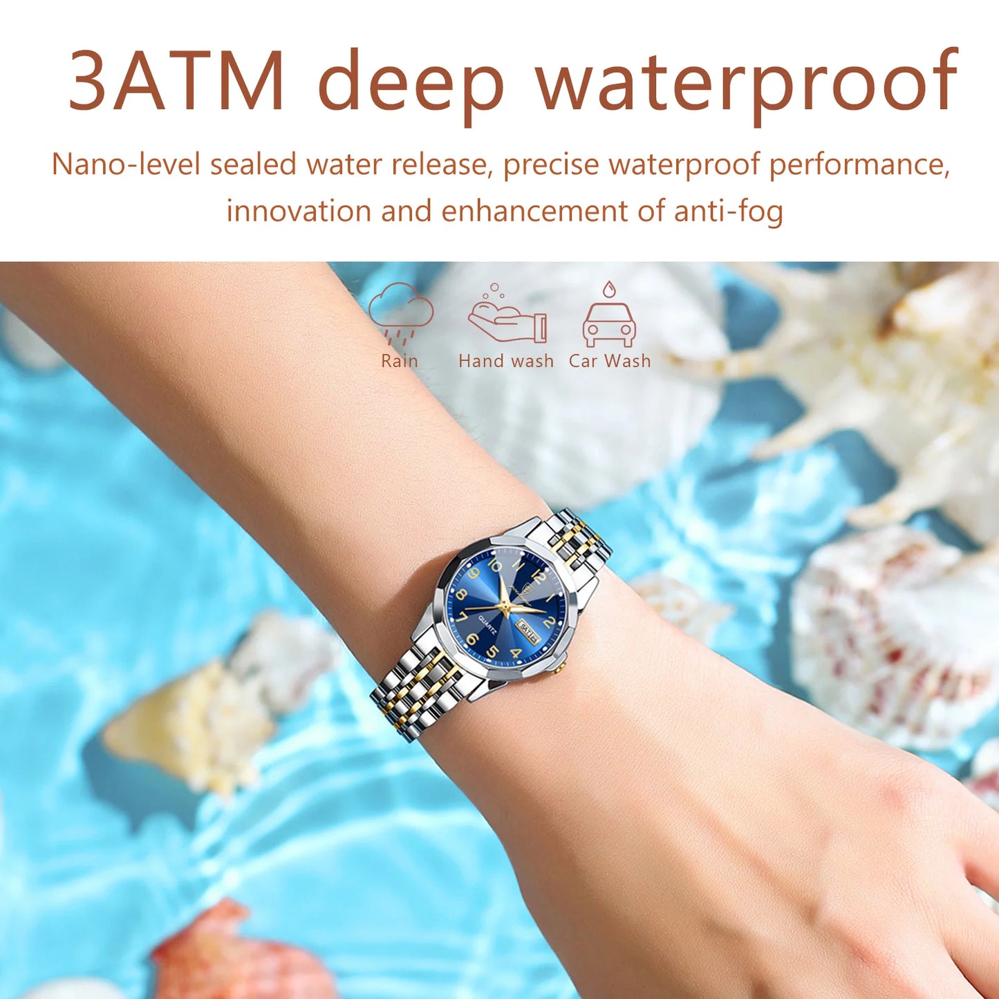 Luxury Ladies Wristwatch Waterproof Luminous Date Womens Quartz Watch