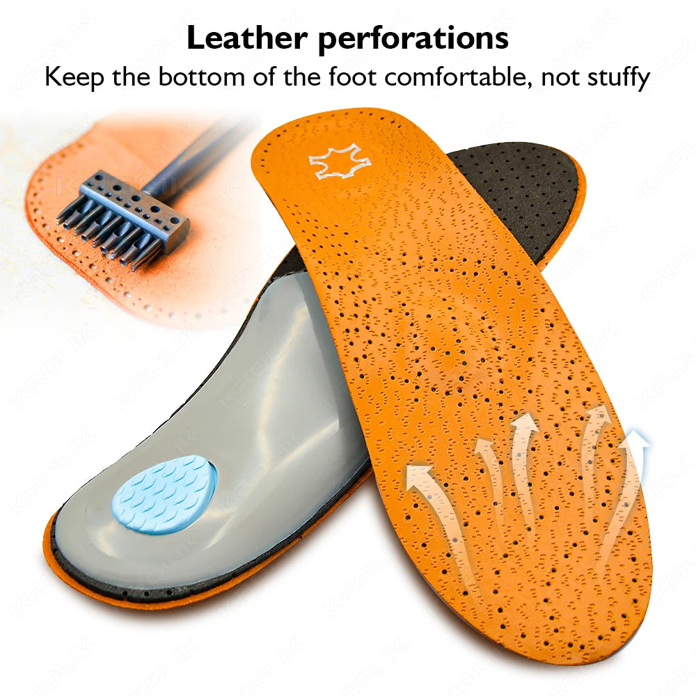 Leather Orthopedic Insole Orthotic Arch Support Antibacterial