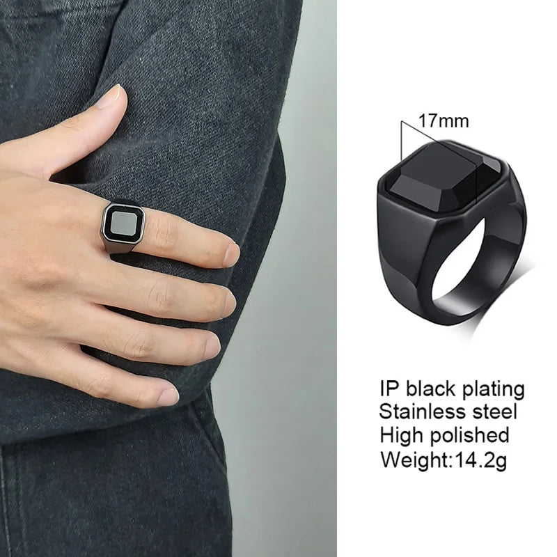 Men Tigers Eye Signet Rings Waterproof Stainless Steel