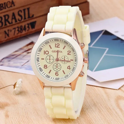 Ladies Fashion Watch Womens Silicone Quartz Wristwatch