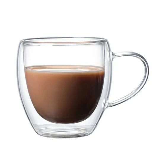 250ml Double Layer Transparent Glass Coffee Cup Heat Insulation