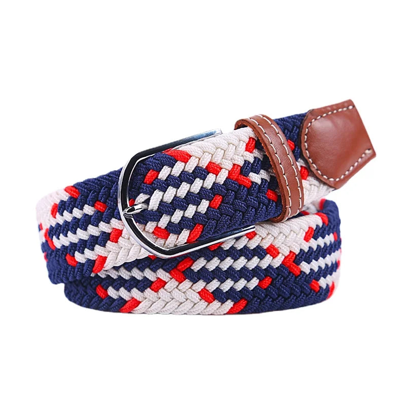 Unisex Casual Knitted Pin Buckle Jeans Belt Woven Canvas Elastic Expandable