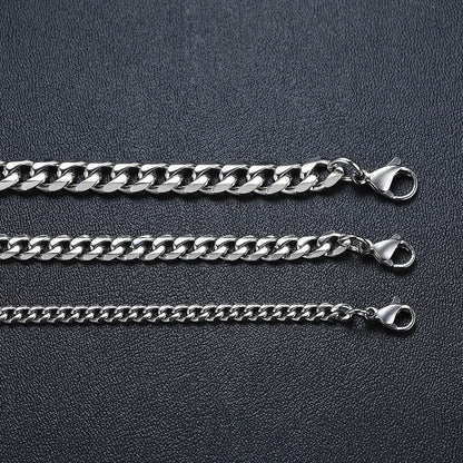 Cuban Link 3 to 7 mm Stainless Steel Necklace for Men Choker Jewelry