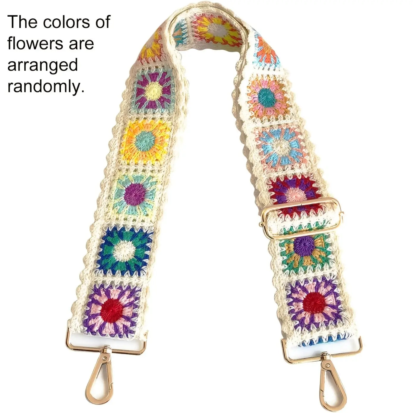 Fashion Crochet Flower Bag Strap Adjustable Ethnic Embroidery