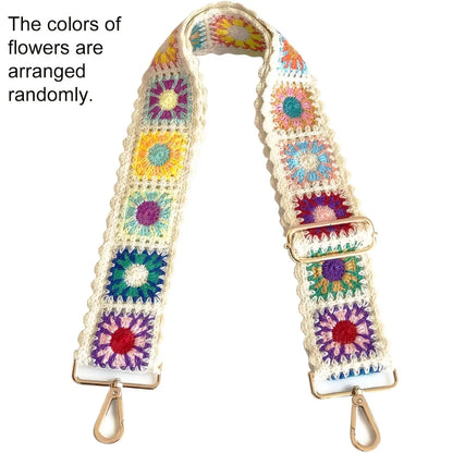 Fashion Crochet Flower Bag Strap Adjustable Ethnic Embroidery