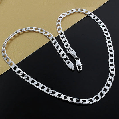 Classic Mens 925 Sterling Silver Necklace High Quality 8MM