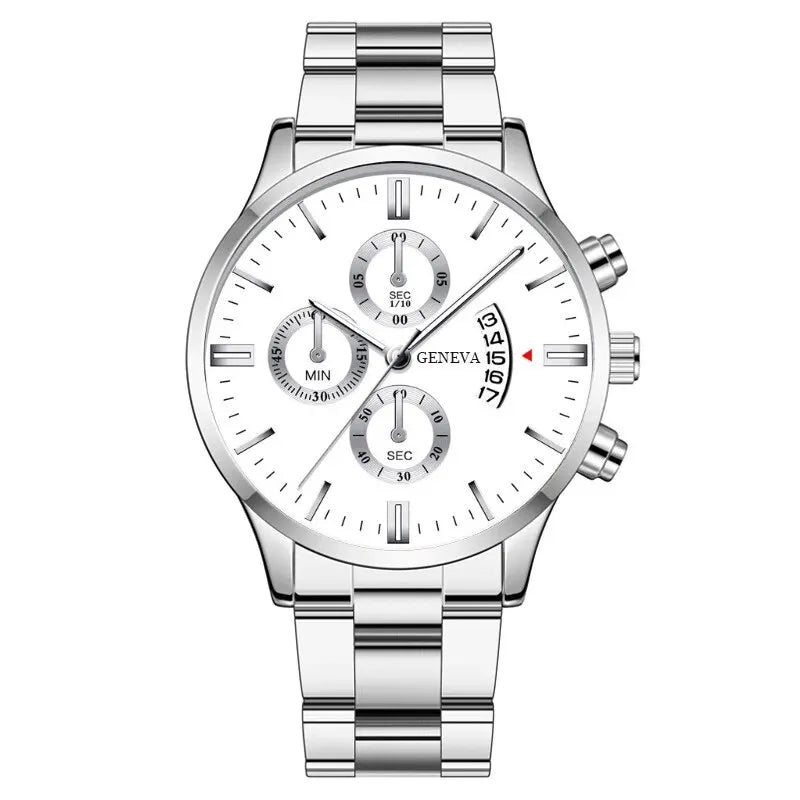 Fashion Mens Stainless Steel Calendar Quartz Watch