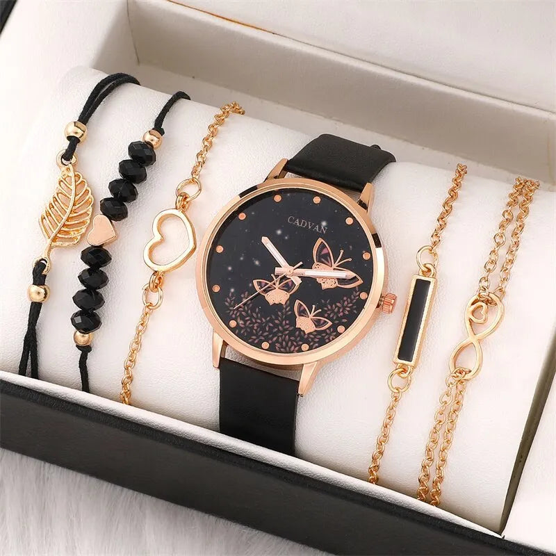 6pcs Set Womens Watches Butterfly Bracelet