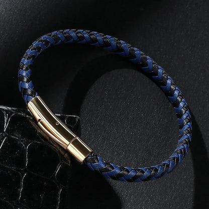 Simple Style Men Leather Braided Rope Bracelet