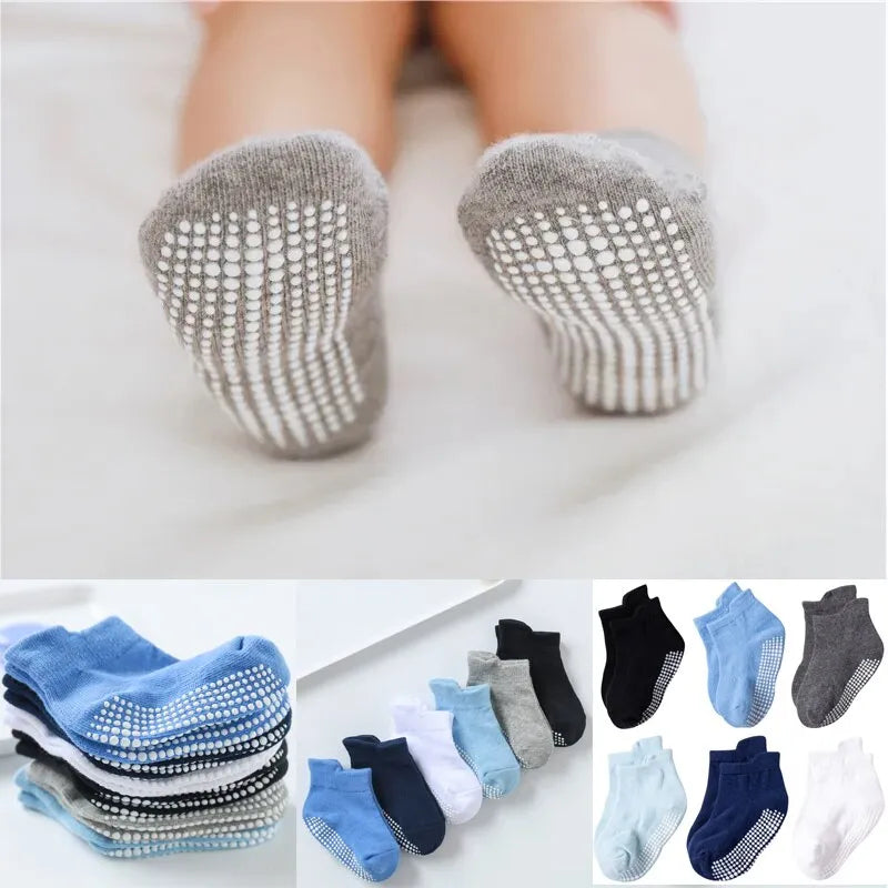 6 Pairs Cotton Baby Anti Slip Boat Socks For Boys Girls