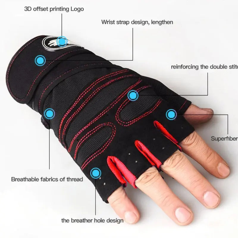 Fitness Half Finger Sports Fitness Gloves Unisex Wrist Guard