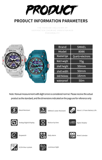 Sport Waterproof Watch Stopwatch Alarm Fashion Quartz Wristwatch