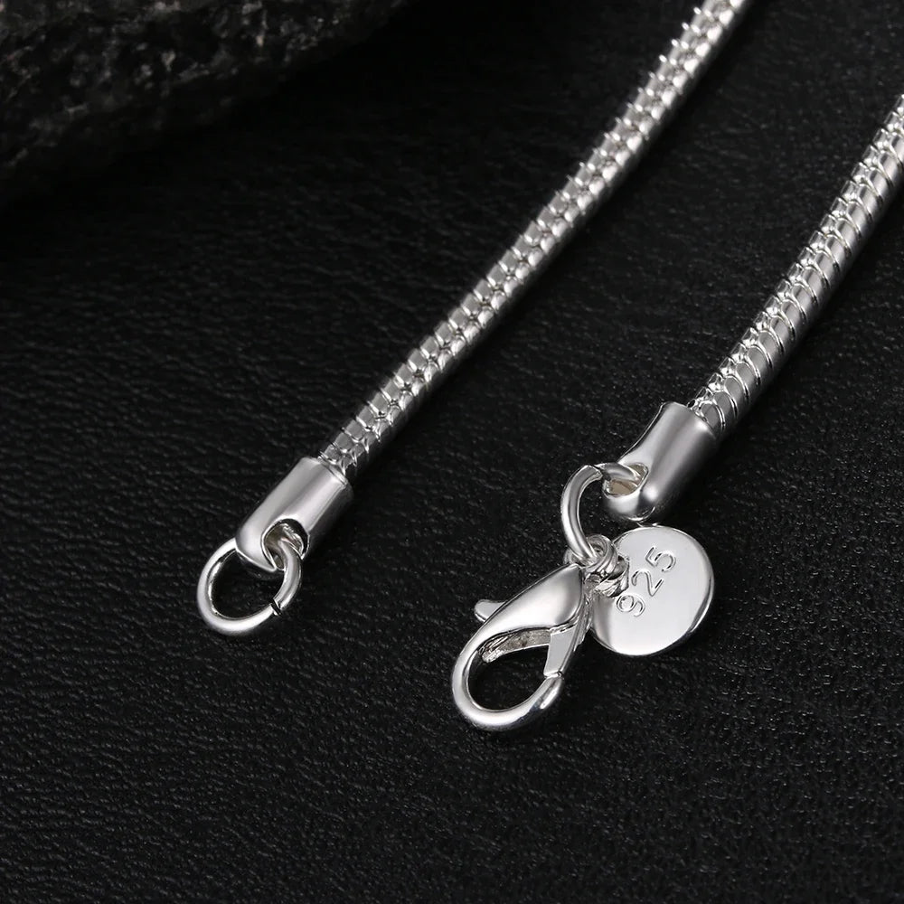 925 Sterling Silver Solid Snake Chain Womens Mens Necklace