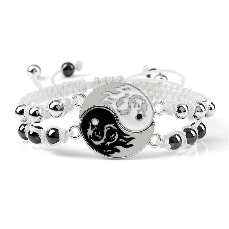 Dragon Tai Chi Gossip Braided Bracelet for Womens Mens