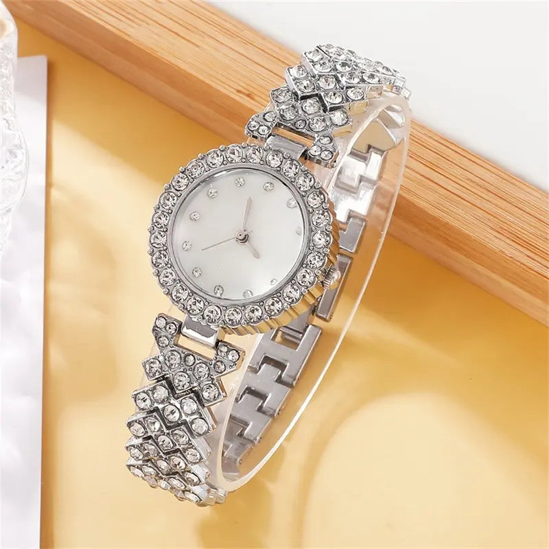 6PCS Set Watch Womens Ring Necklace Earring Bracelet