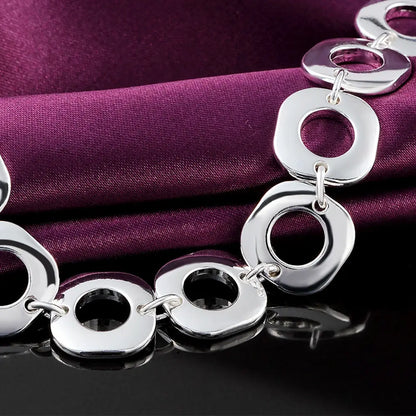 925 Sterling Silver Bracelets Classic Fashion Square Chain for Woman