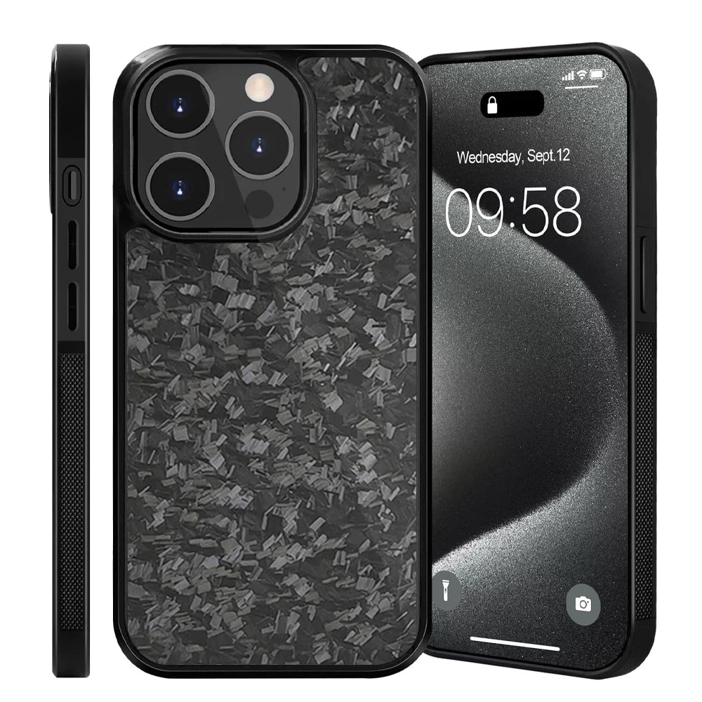 Forged Carbon Fiber Armor Wireless Charge Case for iPhone 15 14 13