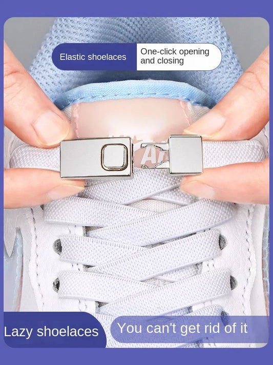 No Tie Shoe Laces Press Lock Insert Fixed Shoelaces Elastic Laces