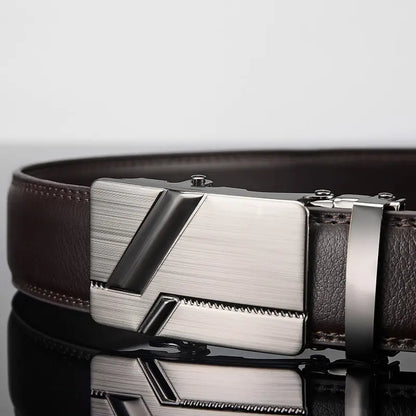 Mens Leather Belt Metal Automatic Buckle