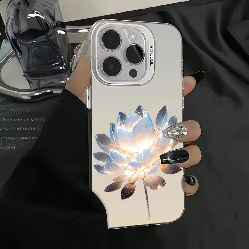 Luxury Lotus Flower Anti Drop Armour Case For iPhone 16 15 14 13