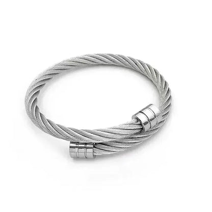 Twisted Stainless Steel Open Bangles for Men Women Delicate Cuff Bracelet