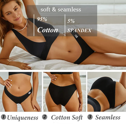 3pcs Womens Cotton Panties Sexy Intimates Low Rise Underwear Soft