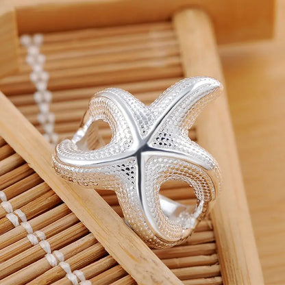 925 Sterling Silver Big Starfish Rings For Women