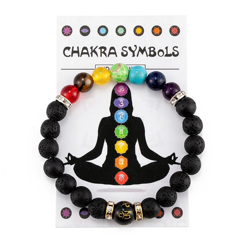 7 Chakra Bracelet with Meaning Cardfor Natural Crystal Healing Anxiety