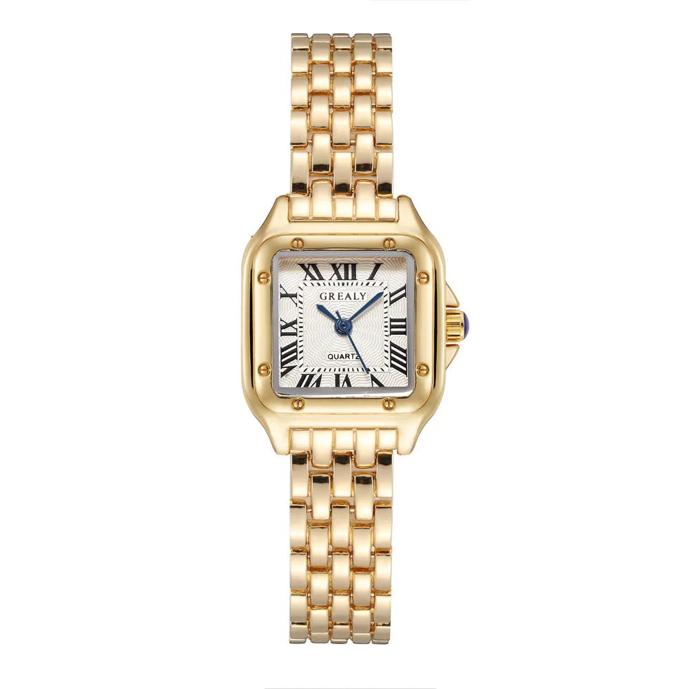 Womens Fashion Square Watch Alloy Strap Luxury Ladies Quartz Wristwatches