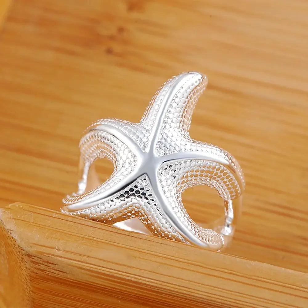 925 Sterling Silver Big Starfish Rings For Women