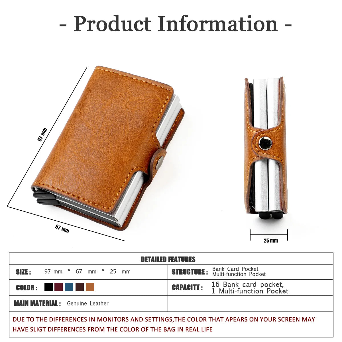 RFID Mens Wallet ID Card Holder Leather Money Clip