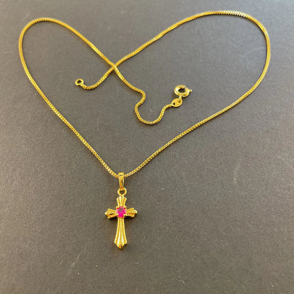 Korea Gold 24K Necklace Gold Plating Cross Necklace For Womens