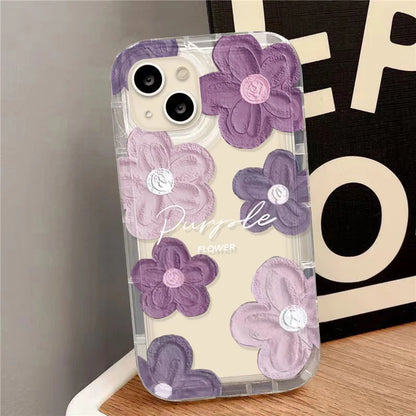 Flower Phone Case For iPhone 16 15 Aesthetic Floral Cute Cover