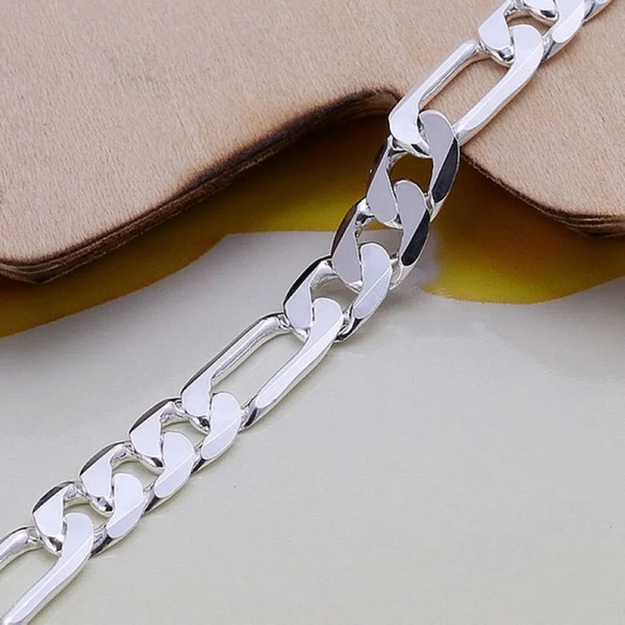 925 Sterling Silver Bracelet 6mm Chain for Men Women