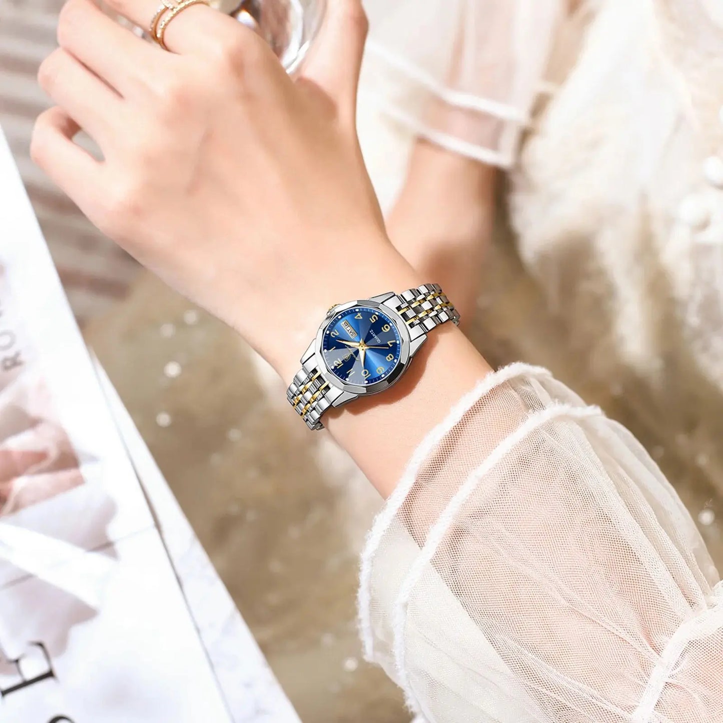 Luxury Ladies Wristwatch Waterproof Luminous Date Womens Quartz Watch