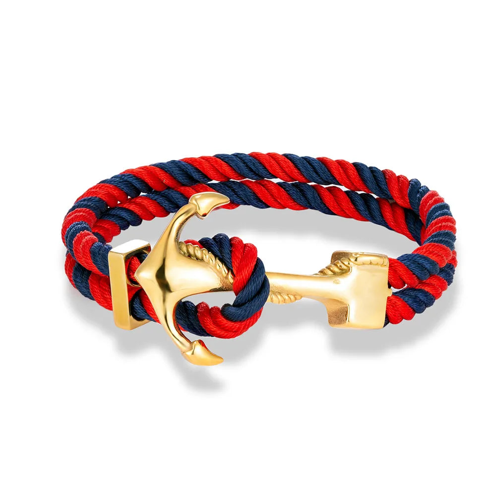 Mens Anchor Bracelet Woven Multilayer Survival Rope Bracelets