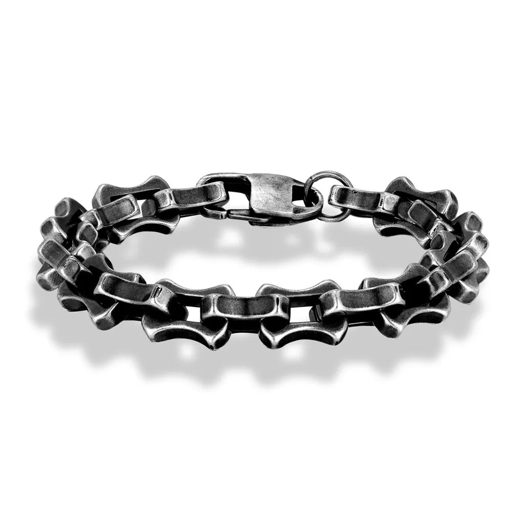 Locomotive Vintage Oxidized Black Keel Chain Link Men Bracelet