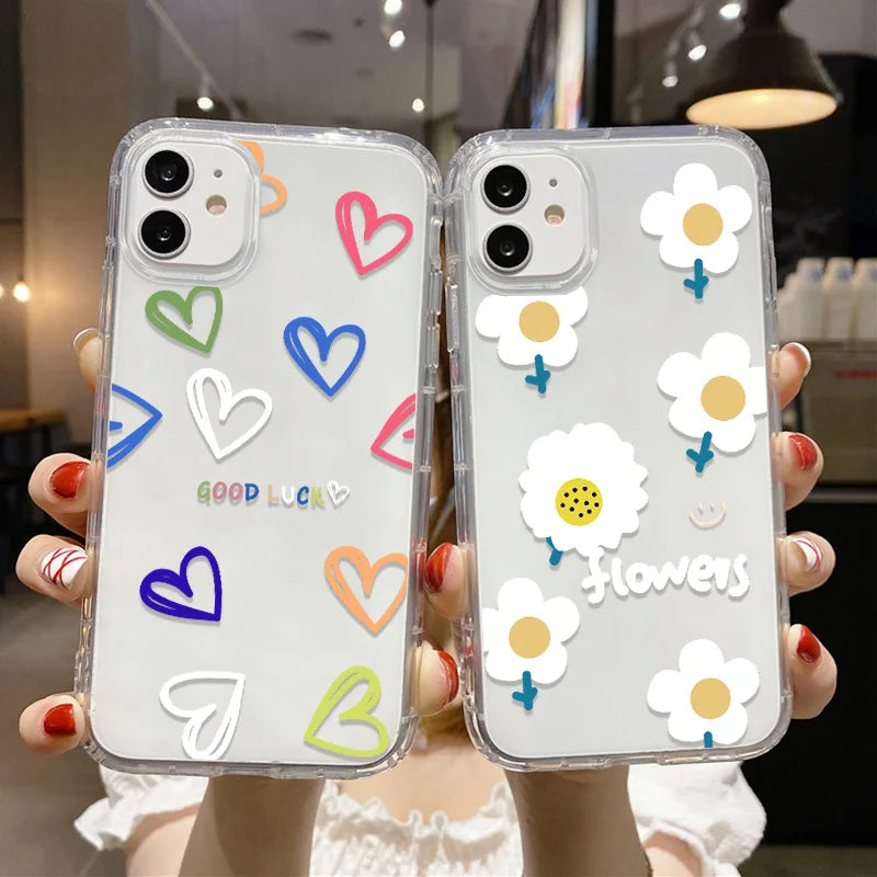 White Flower Soft TPU Phone Case For iPhone 15 14 13 Pro Max