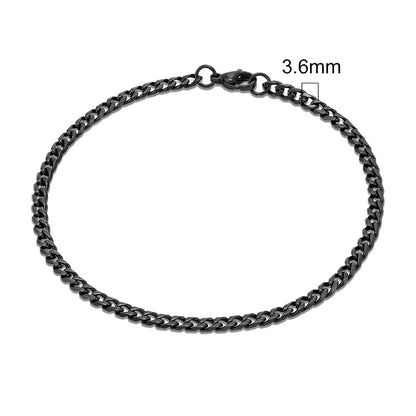 Punk Mens Stainless Steel Black Dainty Curb Cuban Link Chain Bracelet