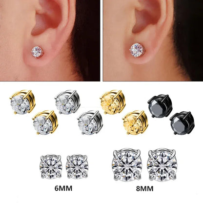 1Pairs Crystal Strong Magnetic Ear Stud Clip Earrings for Men and Women
