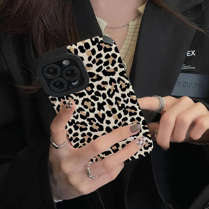 Creative Leopard Cow Silicone Leather Case For iPhone 16 15 14 13 12 11 Pro Max