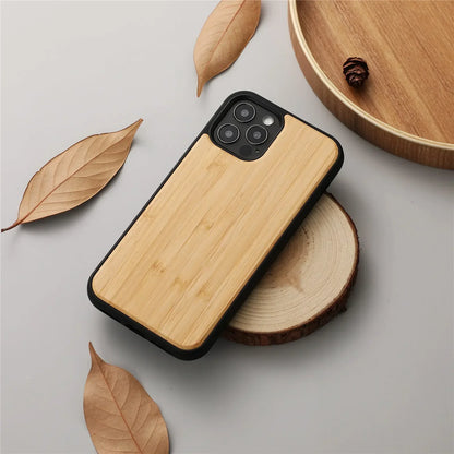 Real Wood Back Case for iPhone 11 12 13 14 15 Plus Pro Max