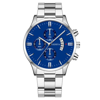 Fashion Mens Stainless Steel Calendar Quartz Watch