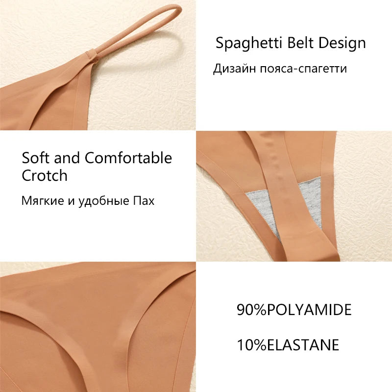 3pcs Womens Seamless Thongs Sexy Low Waist Bikini Panties