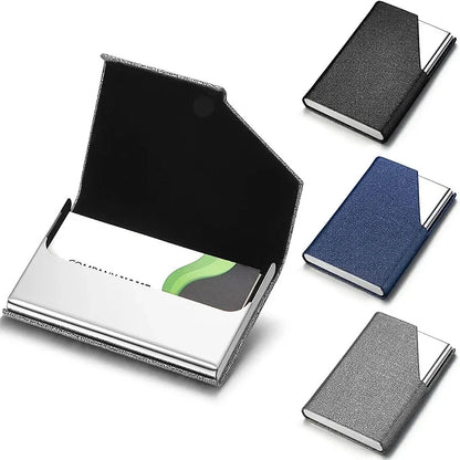 Magnetic PU Leather Stainless Steel Business Card Case ID Name Card Case