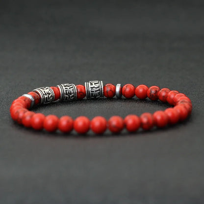 Mens 6mm Howlite Lava Tiger Eyes Beads Bracelet Viking Accessories